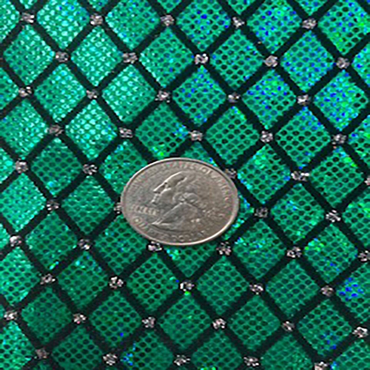 1 Yard Diamond Flocking Glitter Hologram Nylon Spandex Tricot Fabric for Cosplay 58/60 Inch Width